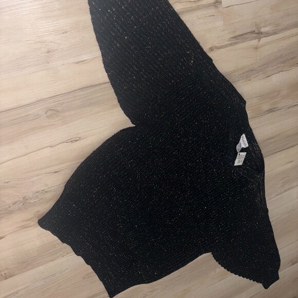 Vintage Valentina Fiore Black and Multicoloured Tinsel Knit V Neck Sweater Sz 44 - Picture 3 of 9